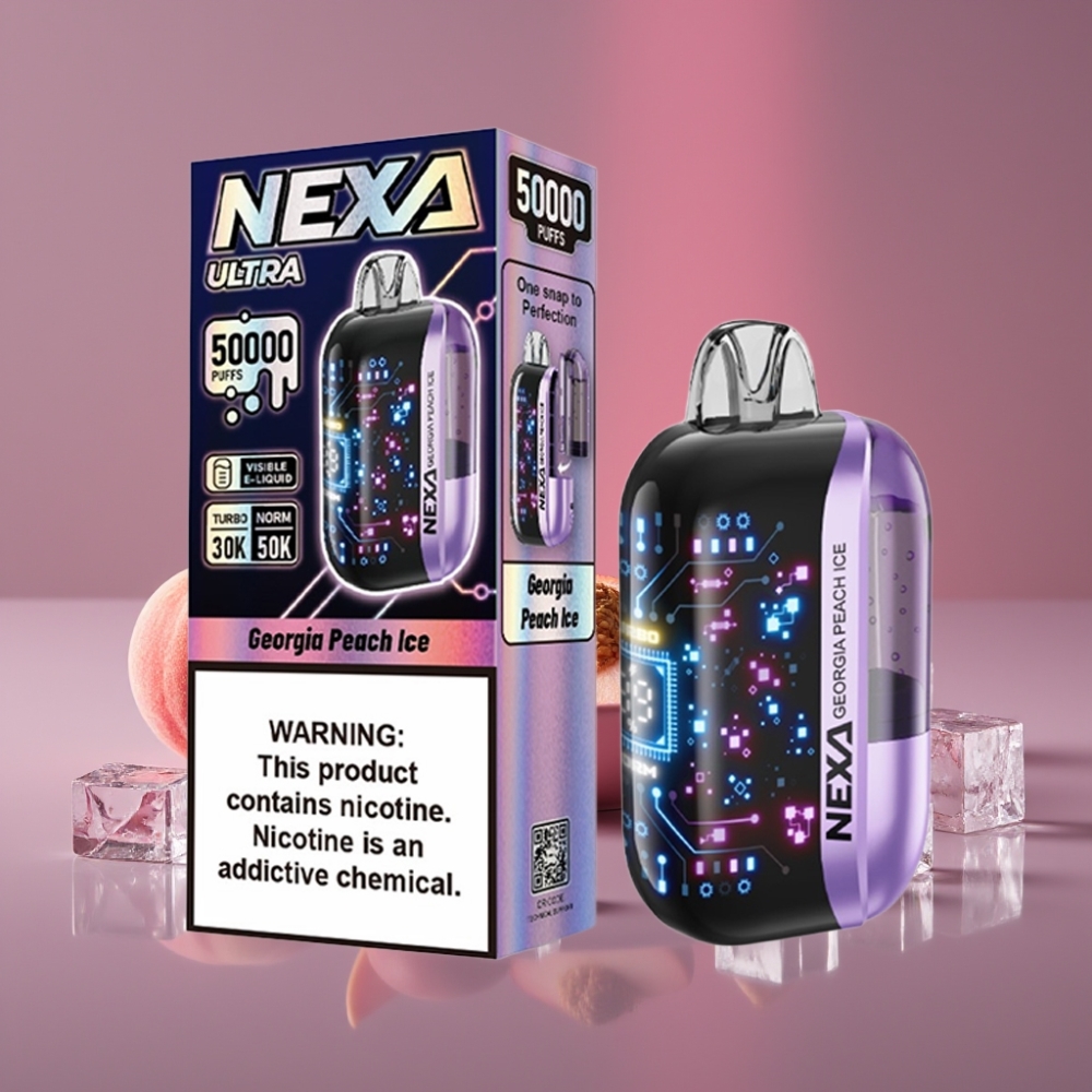 NEXA Ultra 50K Disposable Vape Broskvový Led Georgia 20ml 800mAh 5% Typ-C