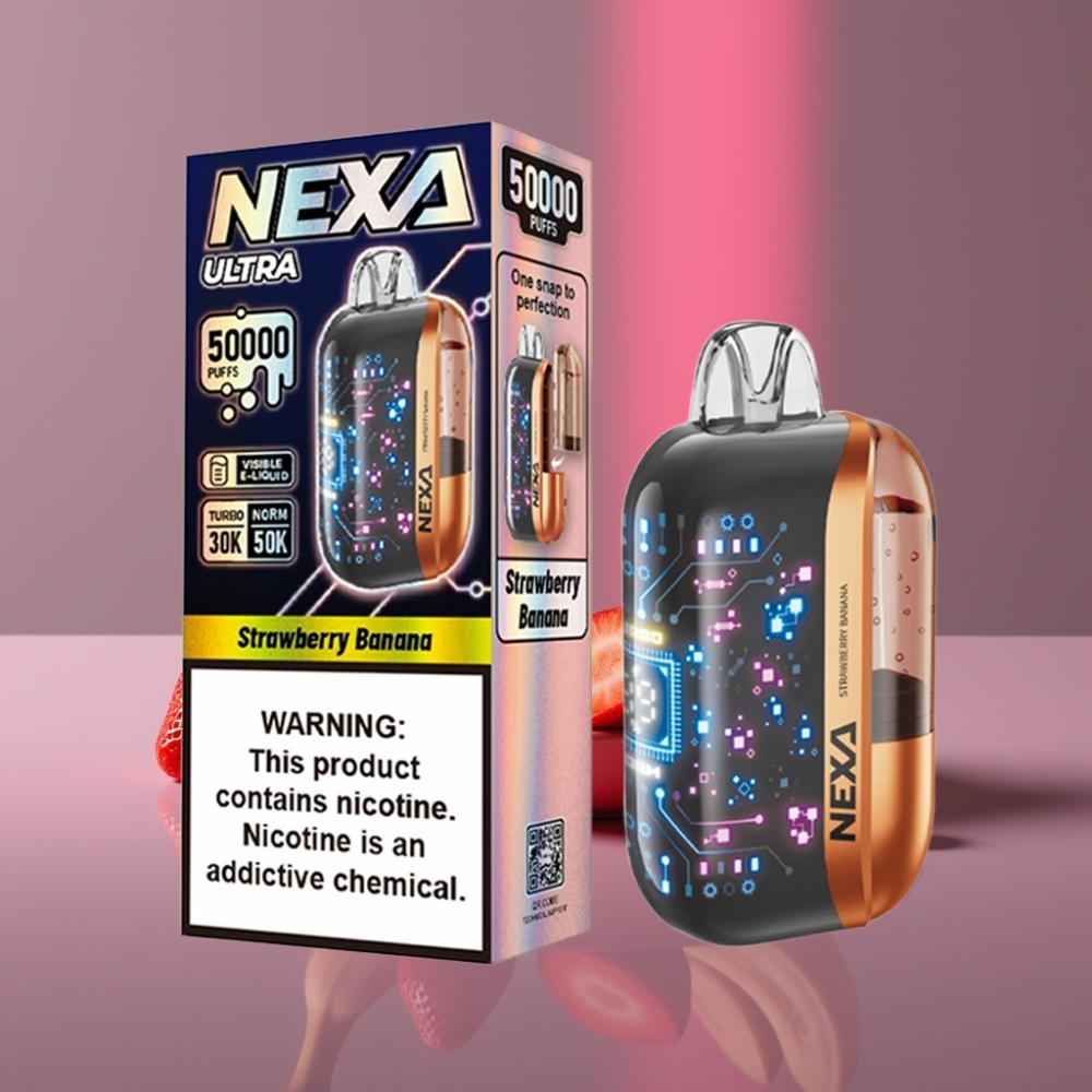 NEXA Ultra 50K Disposable Vape Jahoda Banán 20ml 800mAh 5% Dual Mesh