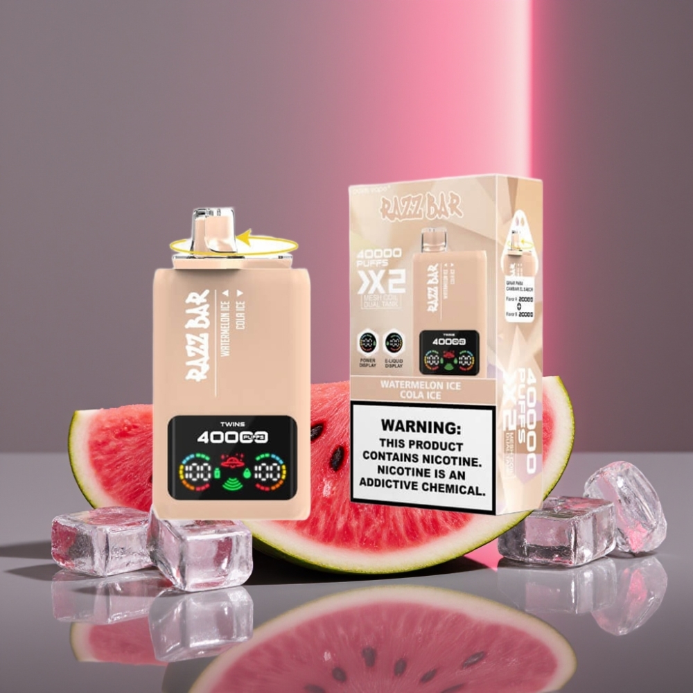 Razz Bar 40000 Puffs Disposable Vape VODŇANOVÝ LED & KOLOVÝ LED Power Screen Display 650mAh