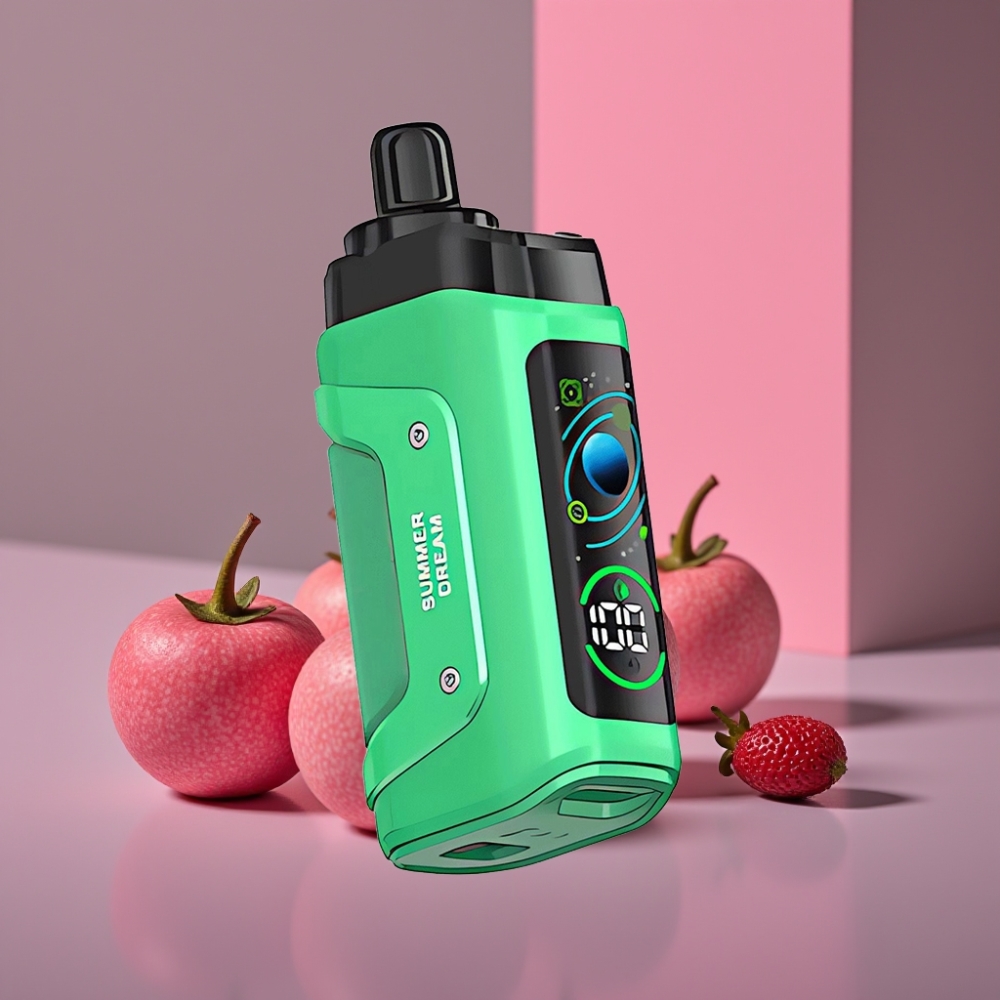 Razz Bar 45000 Páhů Disposable Vape Letní Sen, 1.0 Ohm Mesh, Nastavitelný Průtok Vzduchu, 650mAh, Typ-C, 20 mg/ml Nikotinu