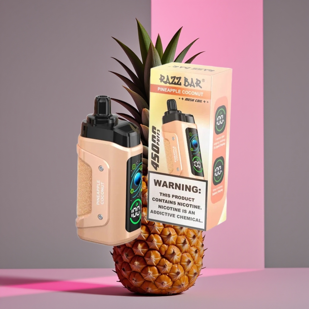 Razz Bar 45000 Puffs Disposable Vape Ananas Kokos, 1.0 Ohm Mesh, Typ-C, 20 mg/ml