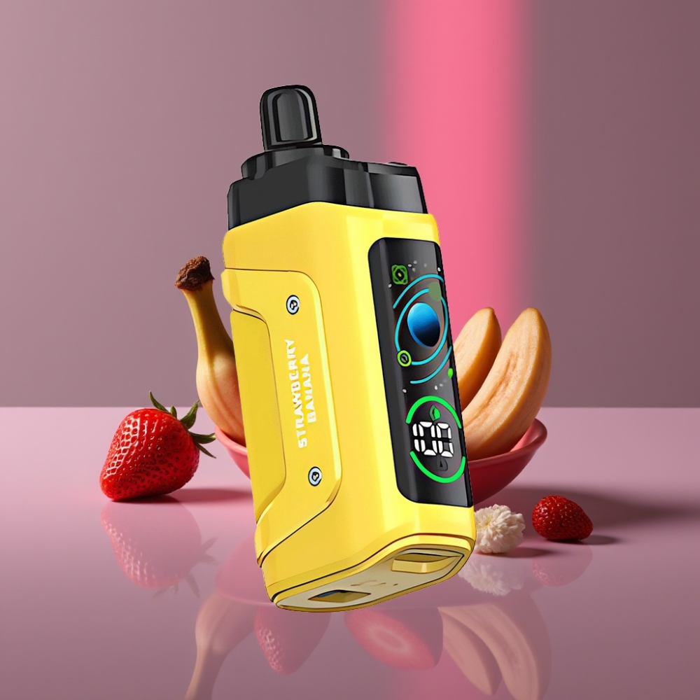 Razz Bar 45000 Puffs Disposable Vape Jahoda Banán s 1.0 Ohm Mesh Coil, Nastavitelným Průtokem Vzduchu a Typ-C Nabíjením