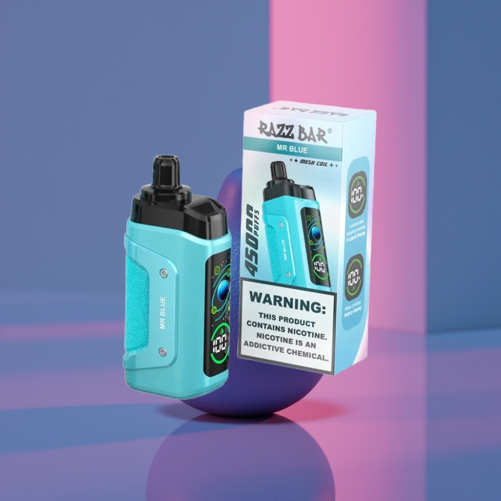 Razz Bar 45000 Puffs Disposable Vape Pan Modrý 1.0 Ohm Mesh 650mAh Typ-C
