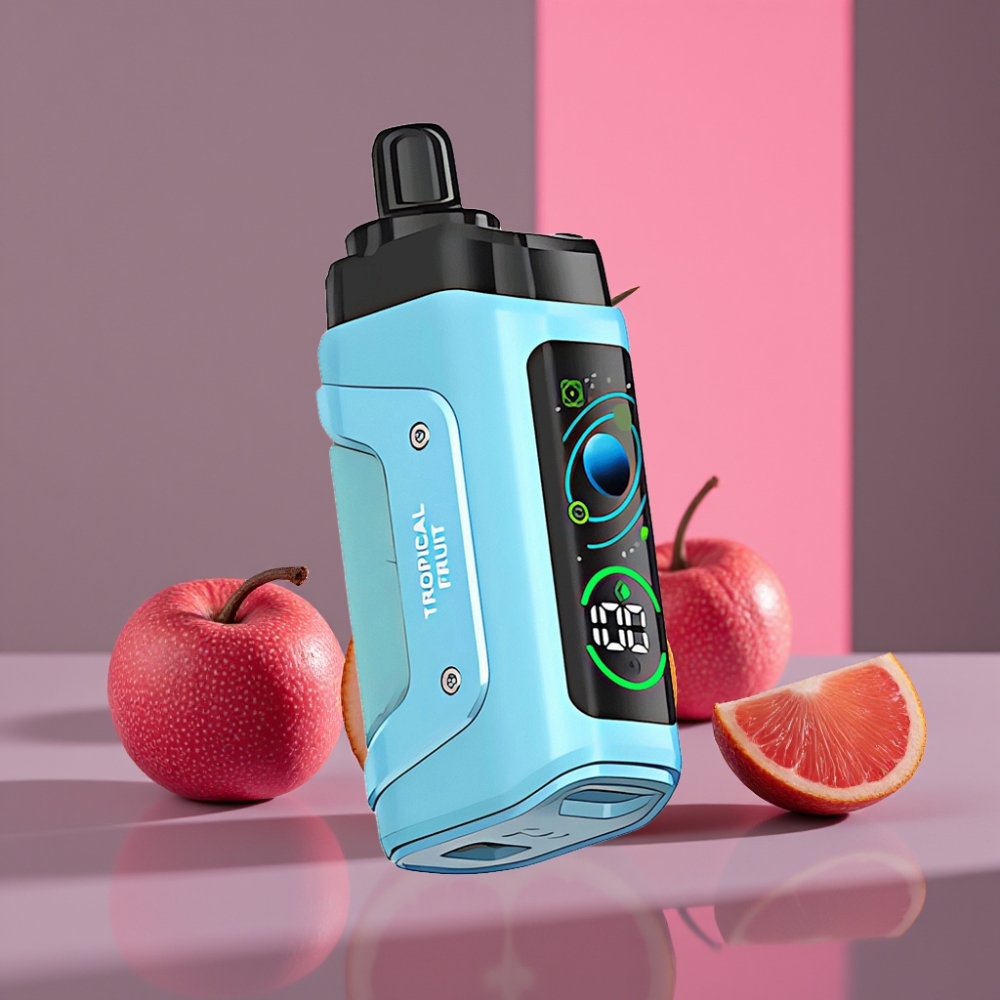 Razz Bar 45000 Puffs Disposable Vape Tropické Ovoce, 1.0 Ohm Mesh, Nastavitelný Průtok Vzduchu, 650 mAh, USB-C, 20 mg/ml Nikotinu