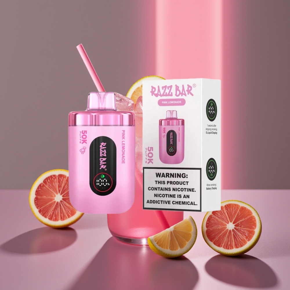 Razz Bar 50K Puffs 1.0 Ohm Mesh 650mAh Type-C 2% Nikotinu Disposable Vape Růžová Limonáda