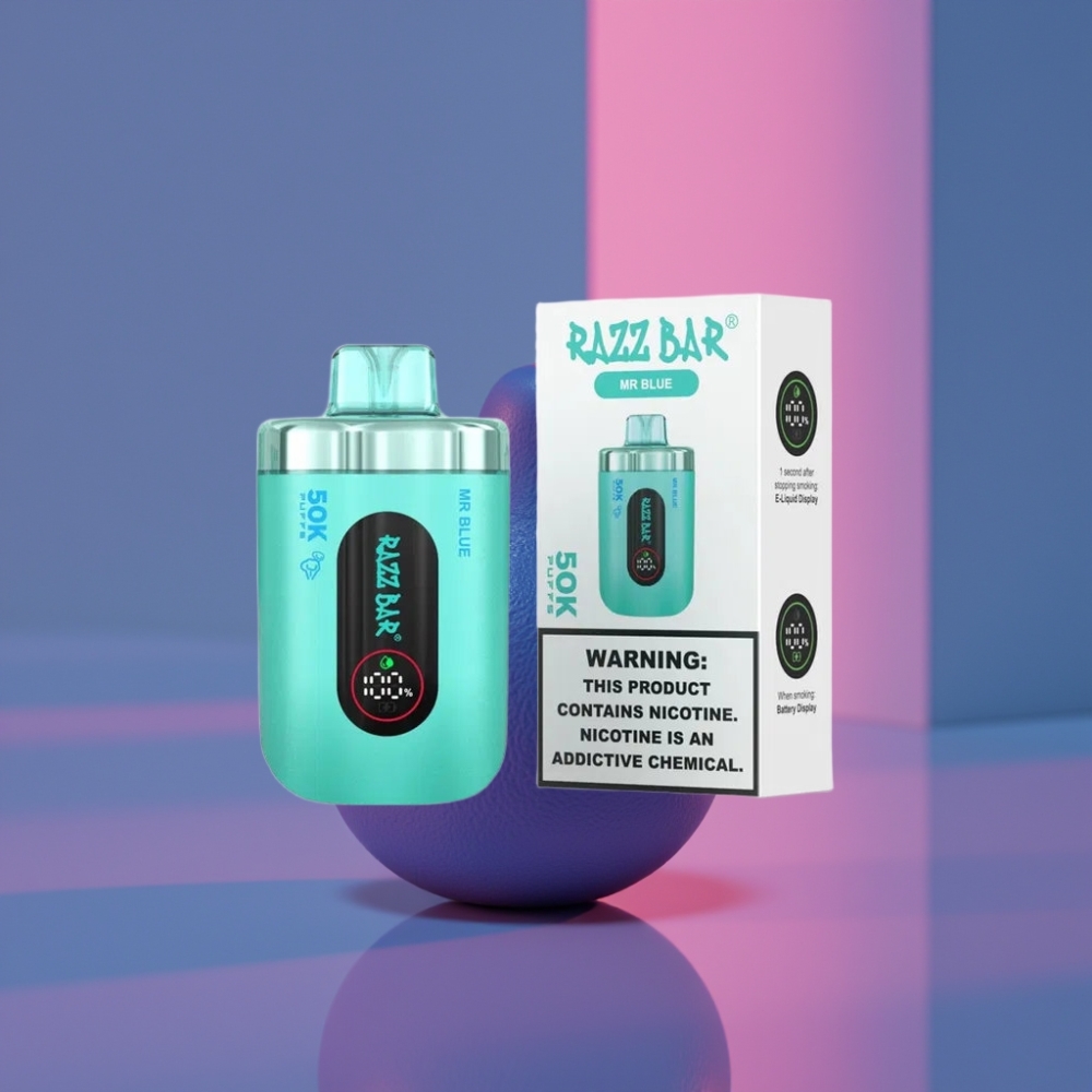 Razz Bar 50K Puffs Disposable Vape Pan Modrý 650mAh Typ-C 1.0 Ohm Mřížka
