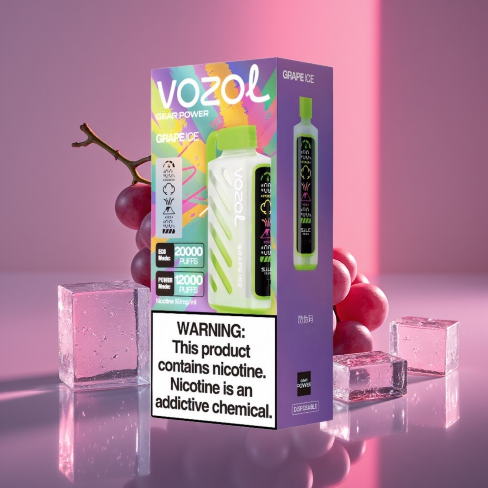 VOZOL Gear Power 20000 Puffs Dual Mesh Coil 20mL 5% Ledový Hrozen