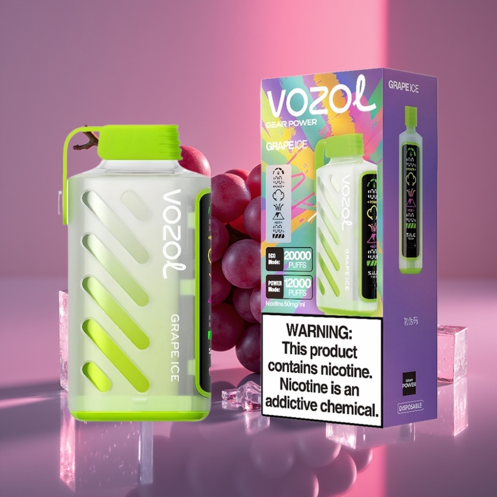 VOZOL Gear Power 20000 Puffs Dual Mesh Coil 20mL 5% Ledový Hrozen