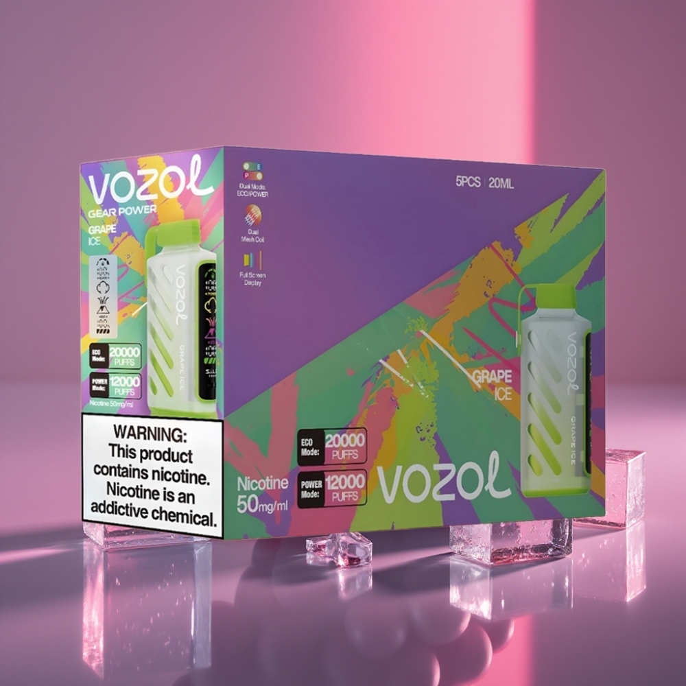 VOZOL Gear Power 20000 Puffs Dual Mesh Coil 20mL 5% Ledový Hrozen