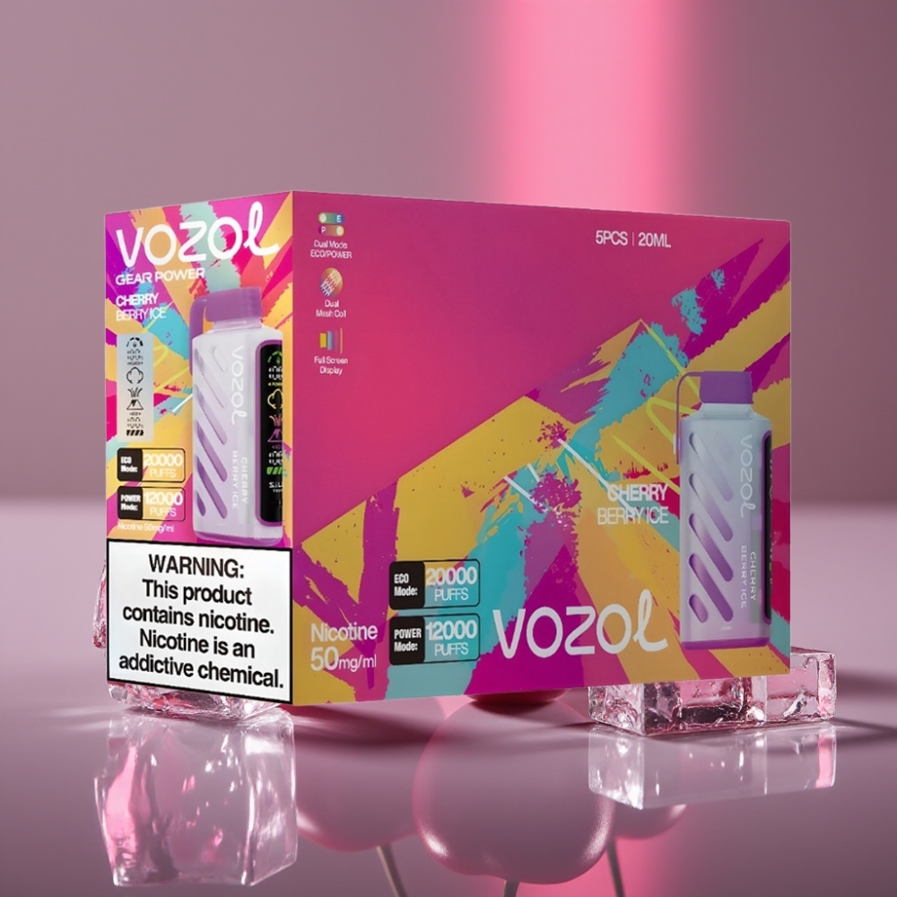 VOZOL Gear Power 20000 Puffs Dual Mesh Coil Full Screen Display Cherry Berry Ice