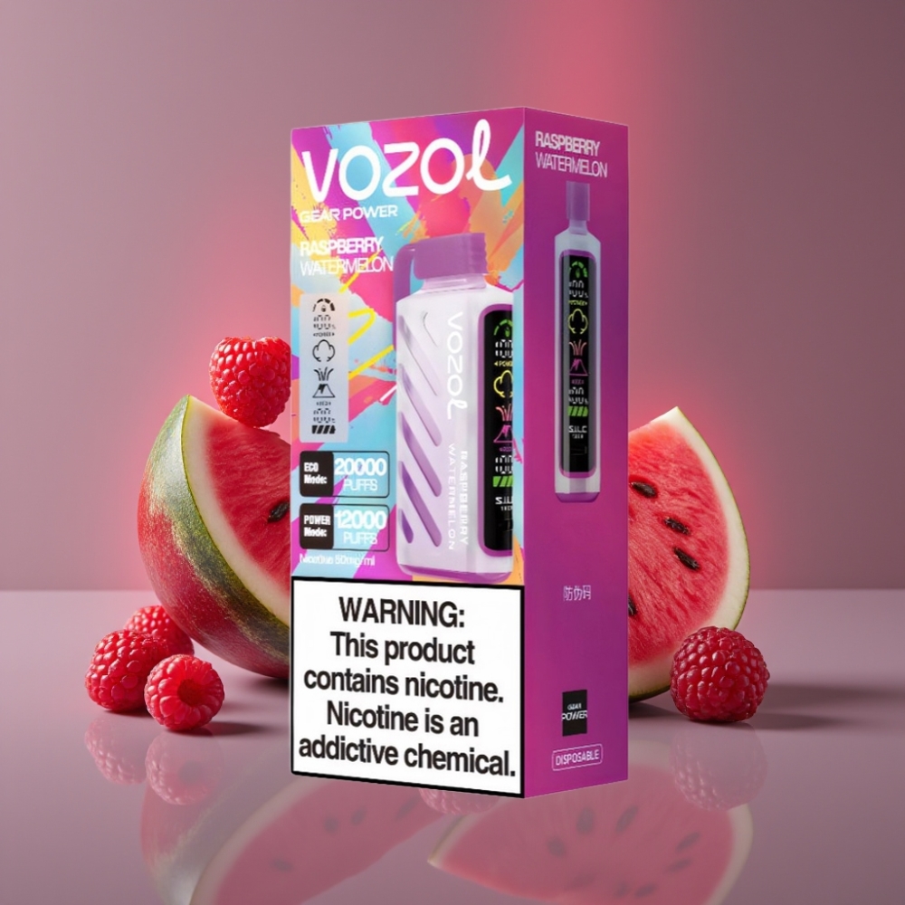 VOZOL Gear Power 20000 Puffs S.i.L.C. Tech ECO 20000 POWER 12000 Dual Mesh Full Screen 20mL 5% Malina Vodní Meloun