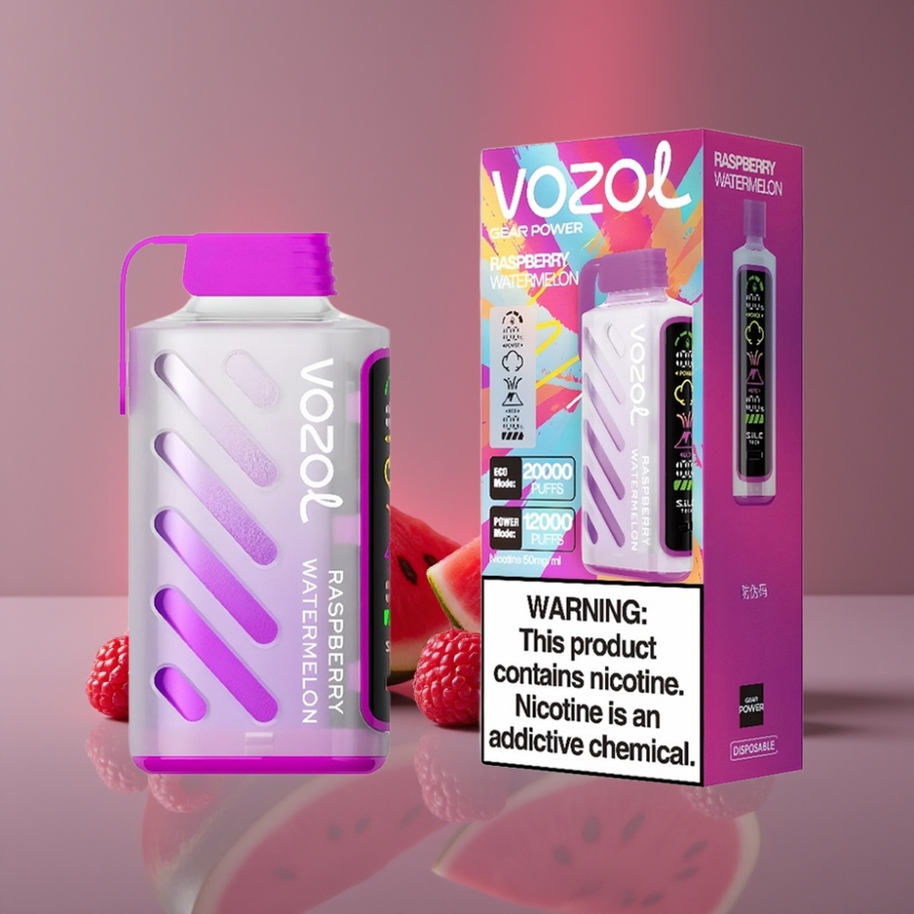 VOZOL Gear Power 20000 Puffs S.i.L.C. Tech ECO 20000 POWER 12000 Dual Mesh Full Screen 20mL 5% Malina Vodní Meloun