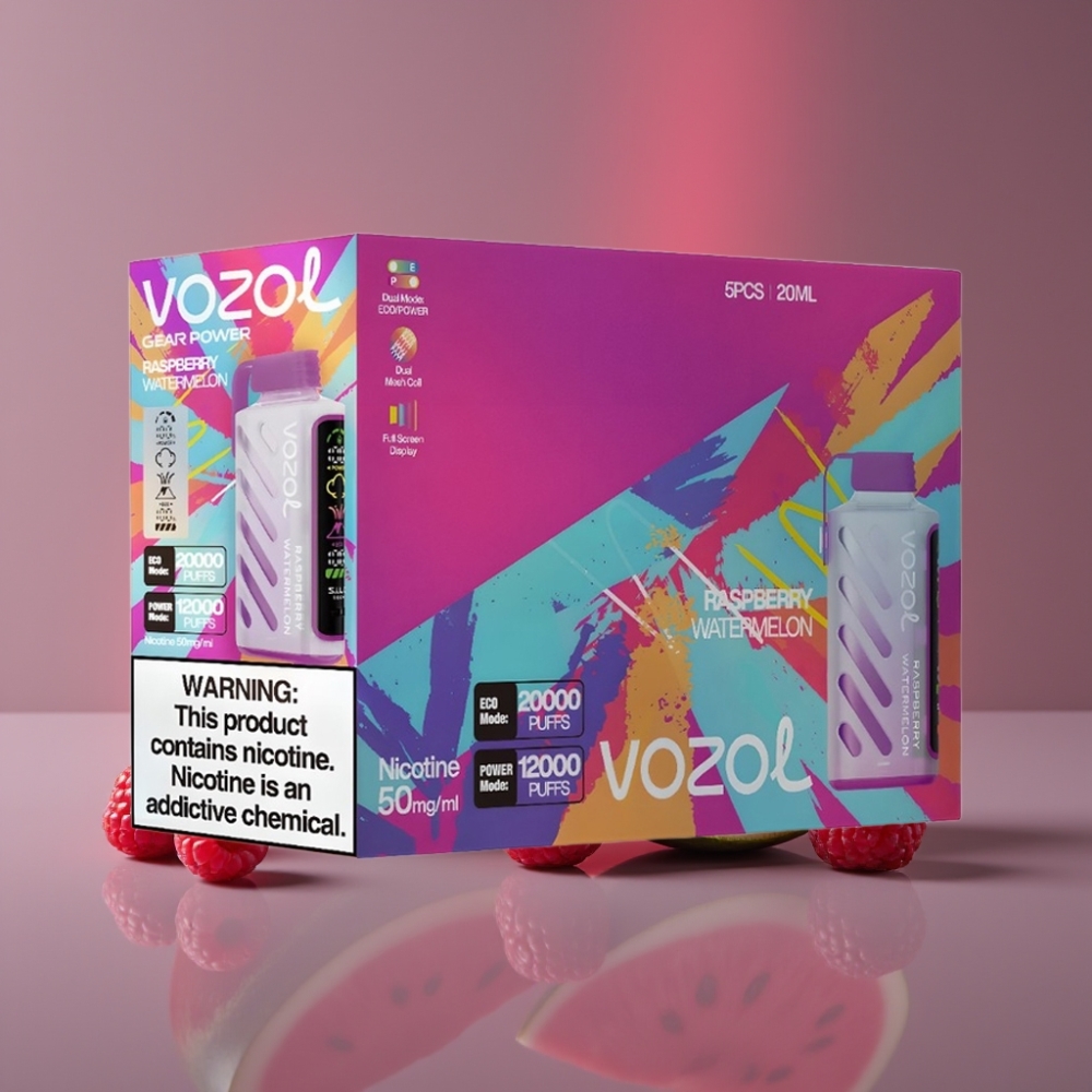 VOZOL Gear Power 20000 Puffs S.i.L.C. Tech ECO 20000 POWER 12000 Dual Mesh Full Screen 20mL 5% Malina Vodní Meloun