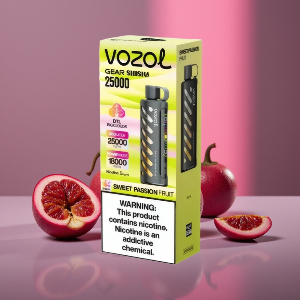 VOZOL Gear Shisha 25000 Puffs 1000mAh 5mg/ml Sladké Mučenkové Ovoce Dual Mesh