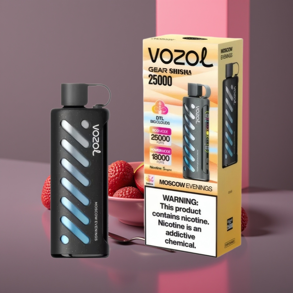 VOZOL Gear Shisha 25000 Puffs Disposable Vape Moskevské Večery Dual Mesh 1000mAh 5mg/ml 30 Příchutí S.i.L.C Tech