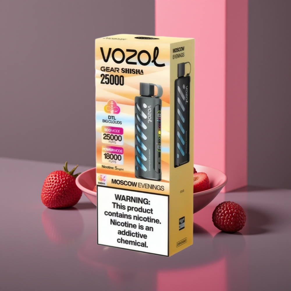 VOZOL Gear Shisha 25000 Puffs Disposable Vape Moskevské Večery Dual Mesh 1000mAh 5mg/ml 30 Příchutí S.i.L.C Tech