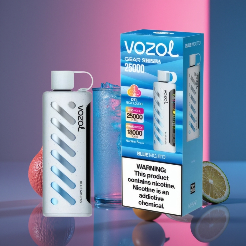 VOZOL Gear Shisha 25000 Puffs Dual Mesh, 1000mAh, 5mg/ml, Modrý Mojito
