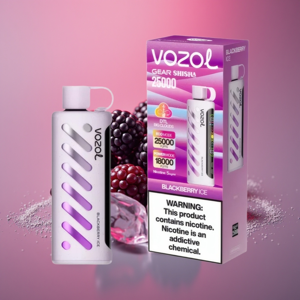 VOZOL Gear Shisha 25000 Puffs Dual Mesh Dual Modes 1000mAh 5mg/ml Ostružinový Led