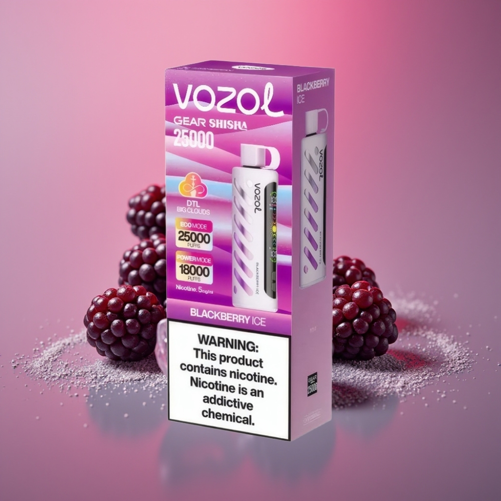 VOZOL Gear Shisha 25000 Puffs Dual Mesh Dual Modes 1000mAh 5mg/ml Ostružinový Led