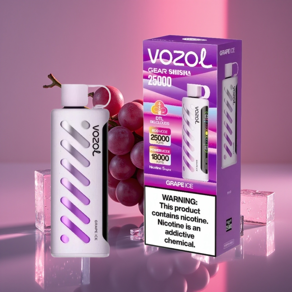 VOZOL Gear Shisha 25000 Puffs Dual Modes 1000mAh 5mg/ml Hroznový Led
