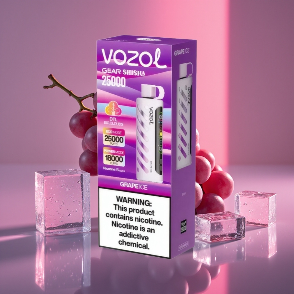 VOZOL Gear Shisha 25000 Puffs Dual Modes 1000mAh 5mg/ml Hroznový Led
