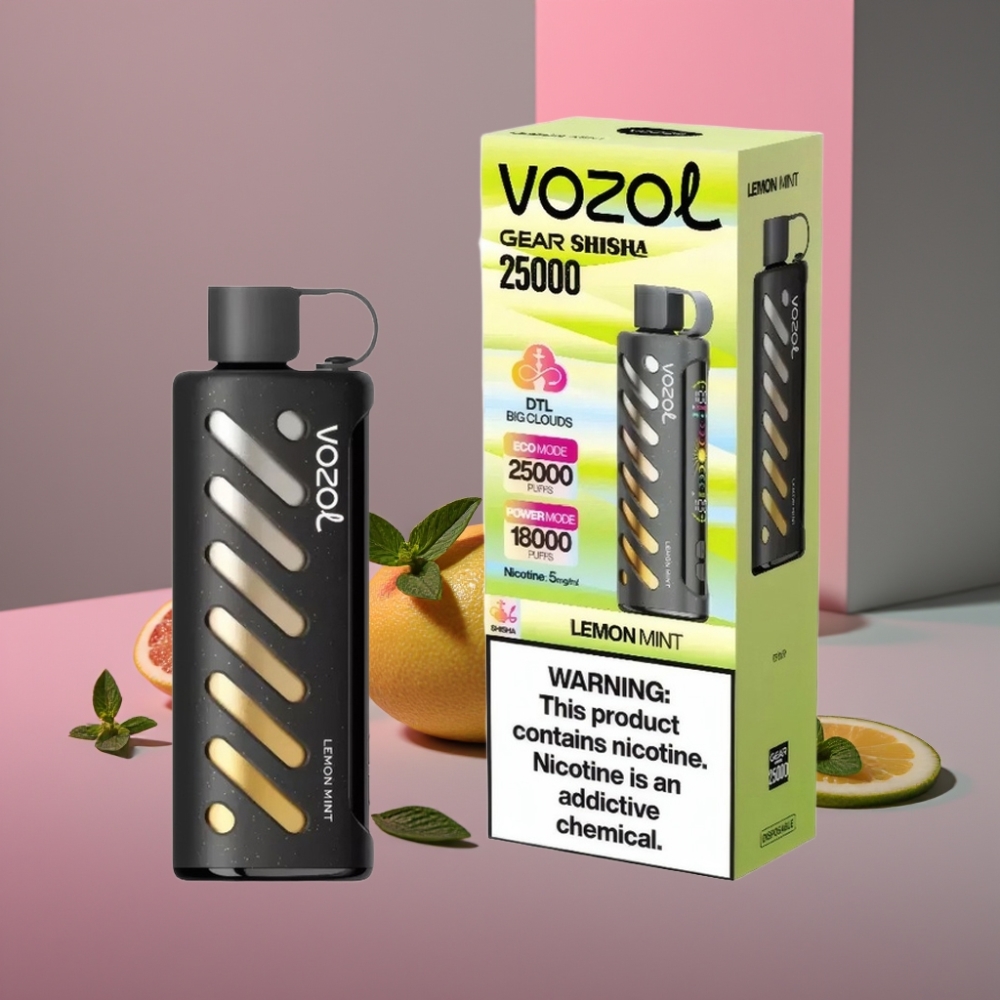 VOZOL Gear Shisha 25000 Puffs Dvojitý Mesh Dvojité Režimy Citrón Máta 5mg/ml 1000mAh