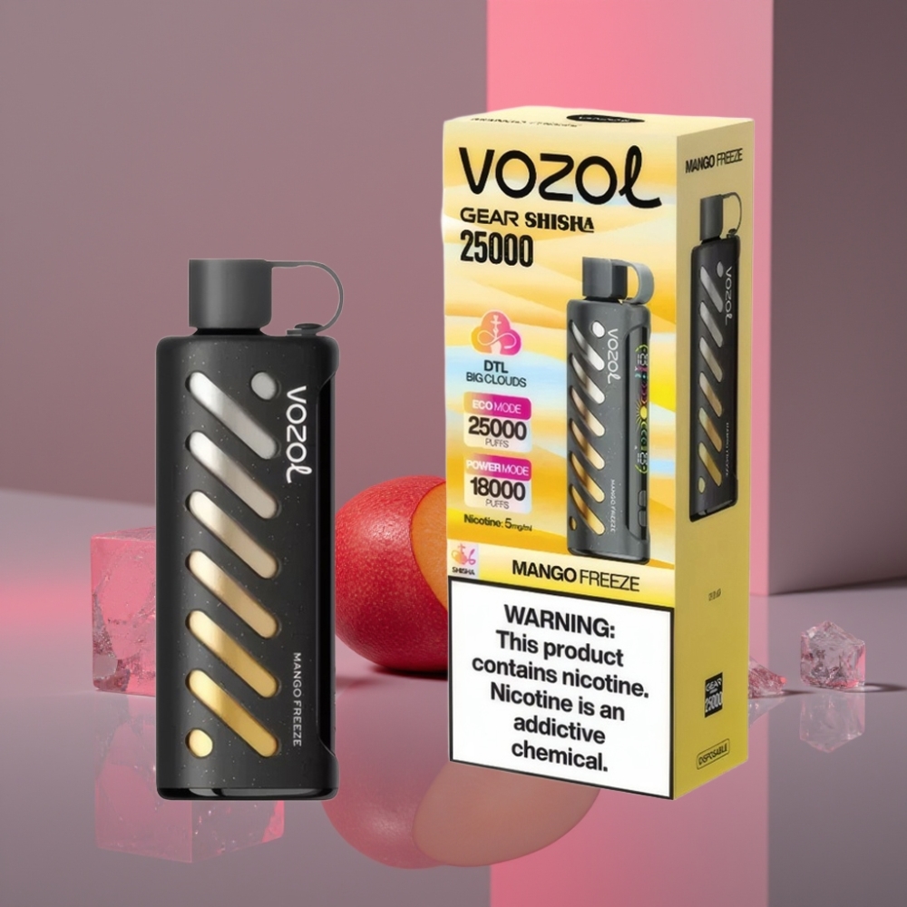 VOZOL Gear Shisha 25000 Puffs S.i.L.C Tech Dual Mesh 1000mAh 5mg/ml Mango Freeze (Mražené mango)