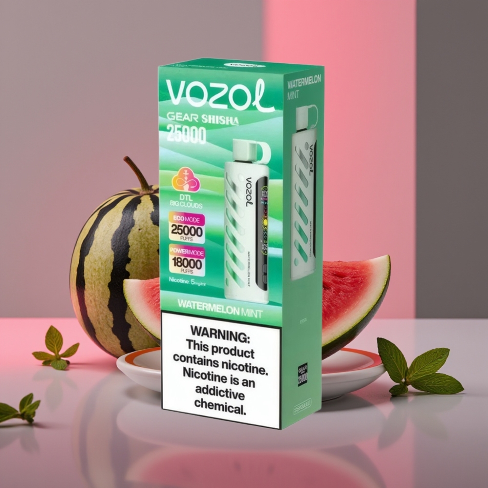 VOZOL Gear Shisha 25000 Puffs Vodní Meloun Máta Dual Mesh 1000mAh 5mg/ml
