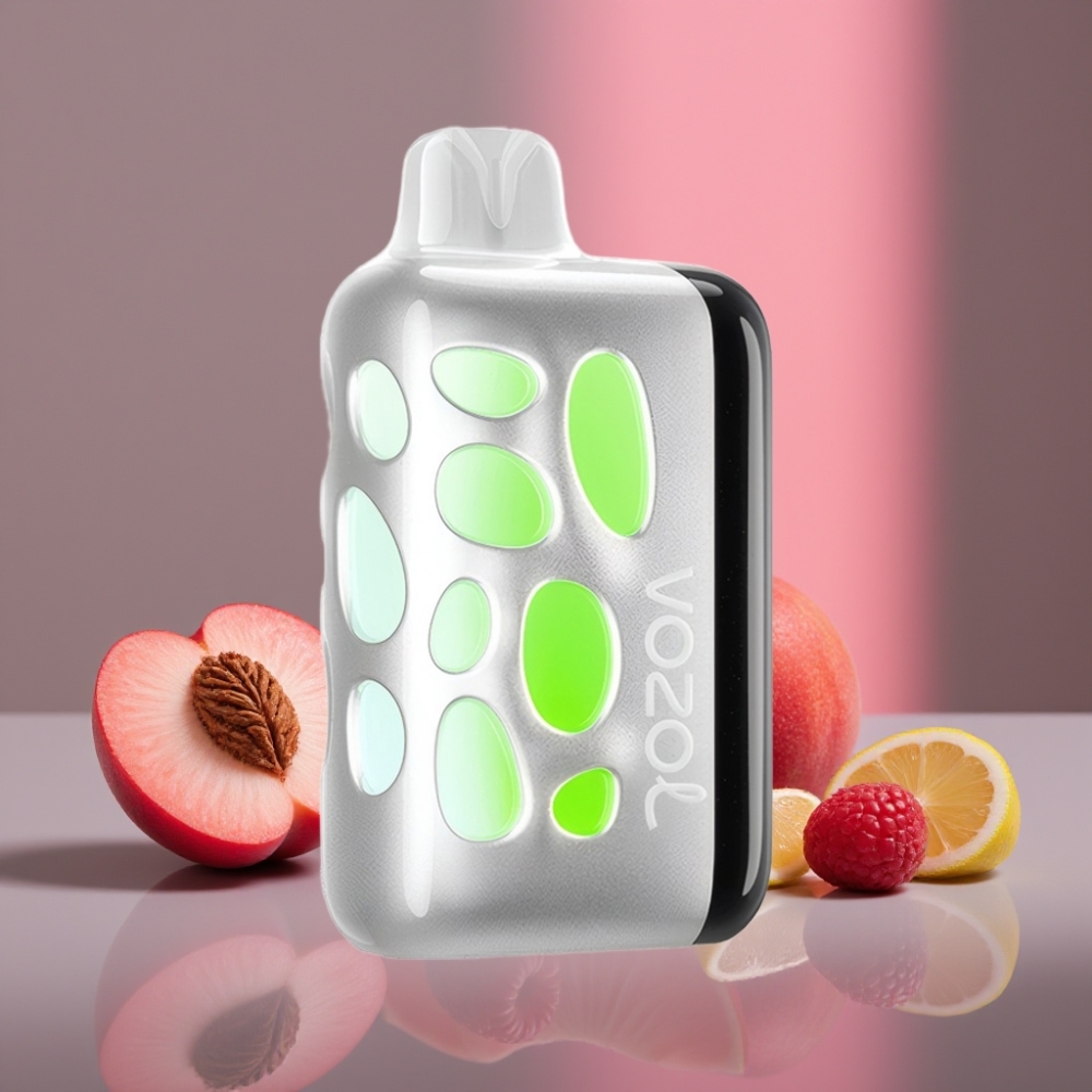 VOZOL RAVE 40000 Disposable Vape Broskev Malina Limonáda, 270° Svítící Design, Beat-Synced Party Mode, 80% Nabití za 20 Min, 1000mAh