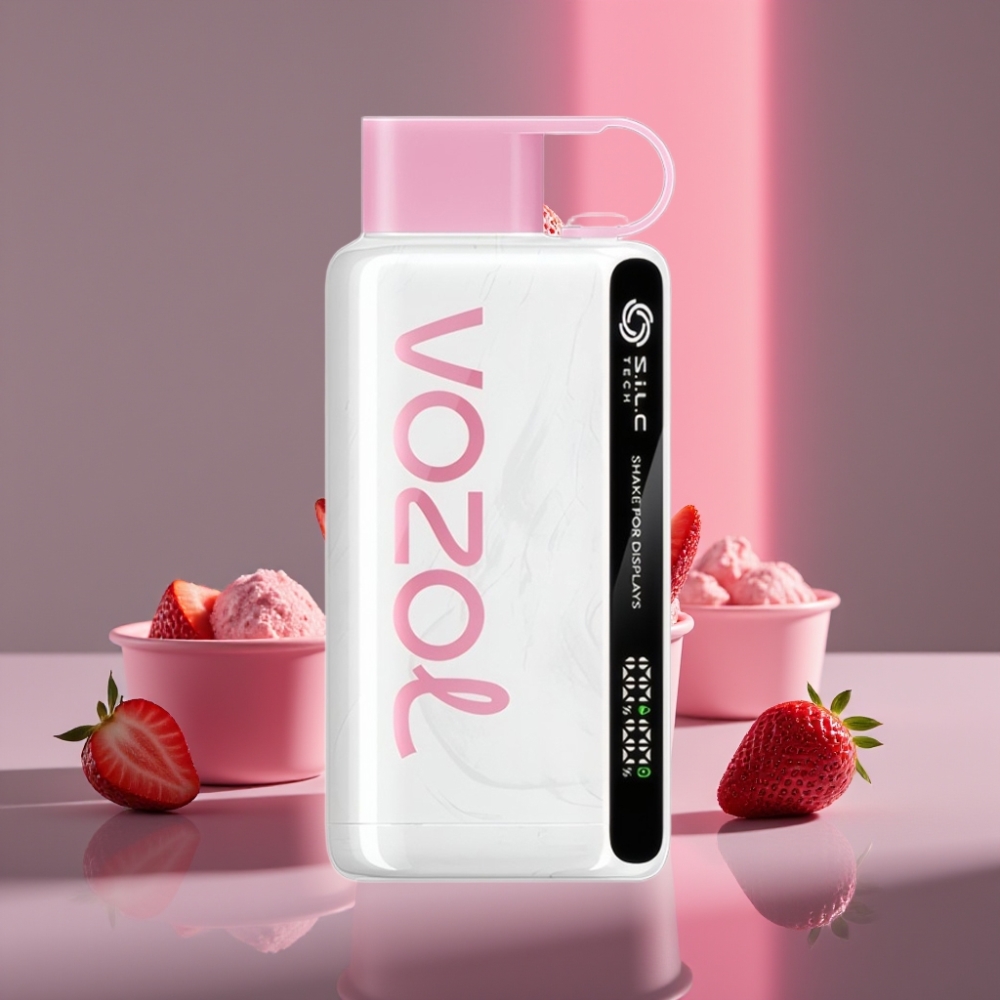 VOZOL STAR 9000/12000 Jednorázové Vape Jahodová Zmrzlina S.i.L.C TECH Shake Display 650mAh 30% Rychlejší Nabíjení