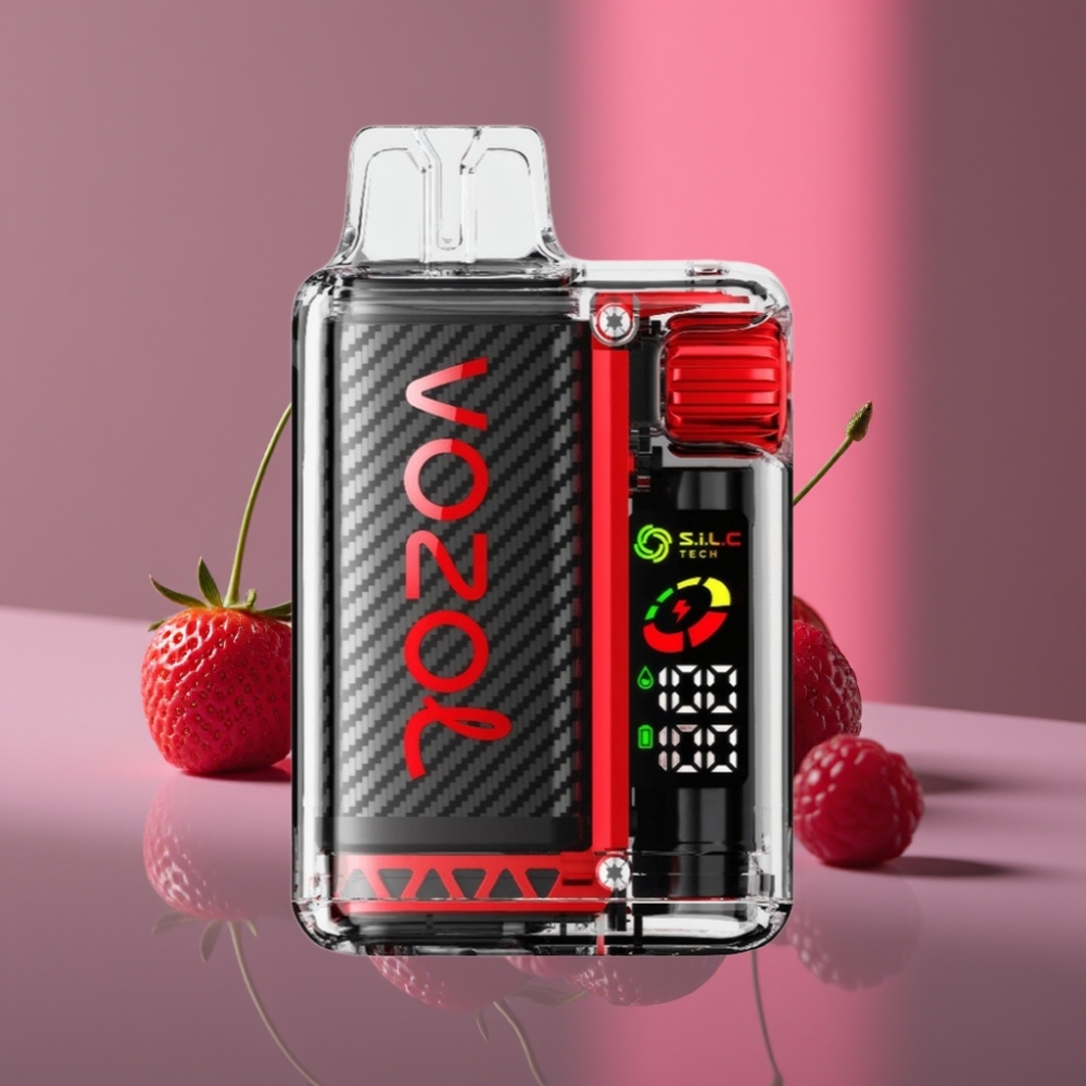 VOZOL Vista 20000 Puffs Dobíjecí S jahodou malinou třešní OLED S.i.L.C Dual Mesh 650mAh 2% TPD