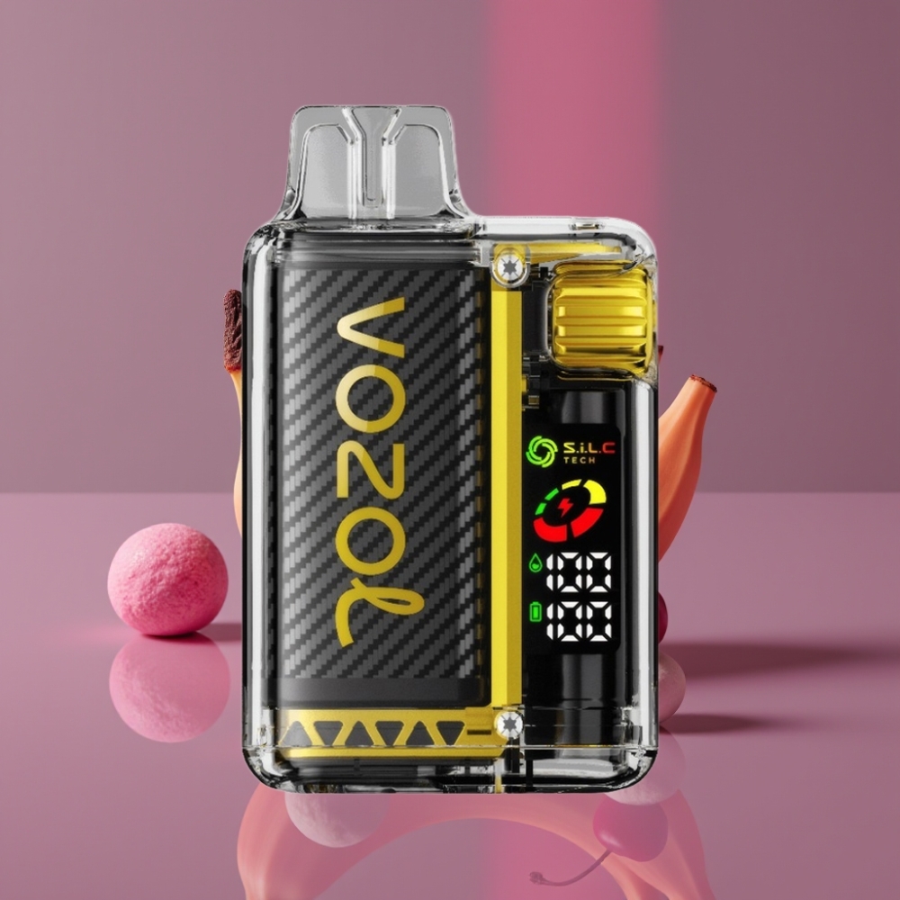 VOZOL Vista 20000 Puffs Nabíjecí Vape Pitaya Banán Třešeň OLED S.i.L.C Tech Dual Mesh MCU 650mAh 2% TPD MTL 65% PCR