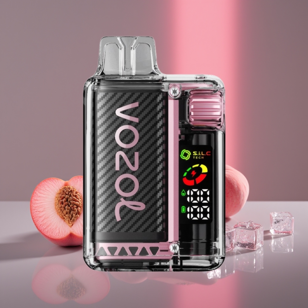 VOZOL Vista 20000 Puffs OLED Dobíjecí 650mAh 2% Nikotin Broskev Led S.i.L.C Tech Dual Mesh