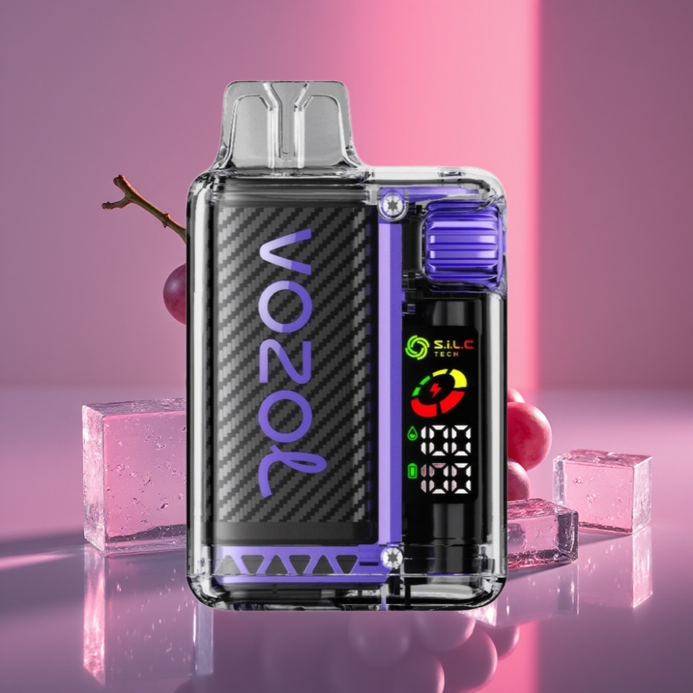 VOZOL Vista 20000 Puffs Obnovitelná Eko Vape Ledová Hroznová s OLED a 6 úrovněmi výkonu