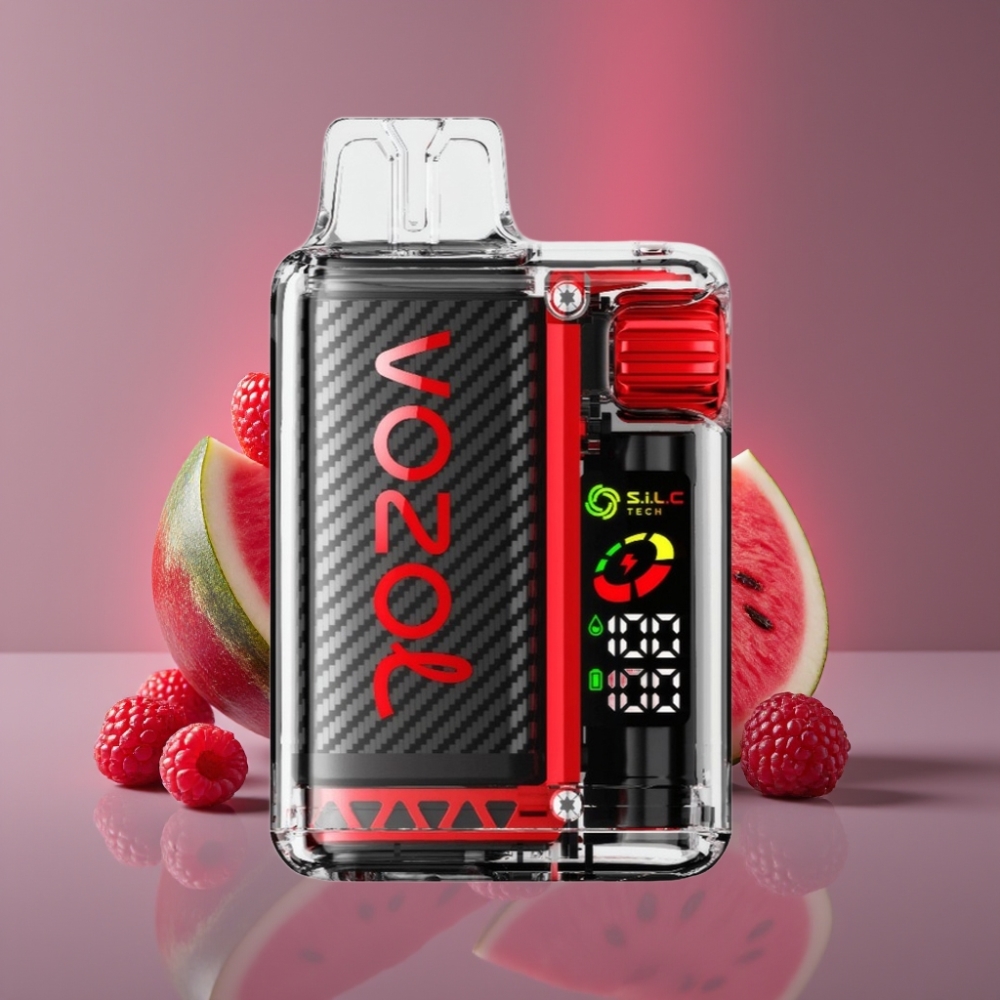 VOZOL Vista 20000 Puffs Rechargeable Disposable Vape Malina Vodní Meloun OLED S.i.L.C Tech Dual Mesh MCU 650mAh 2% MTL 6-stupňový výkon PCR 65% TPD